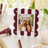 Dark Maroon and White Striped Acrylic Frame