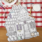 Die-Cut Gingerbread House Coloring Placemat Sheets