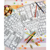 Die-Cut Gingerbread House Coloring Placemat Sheets