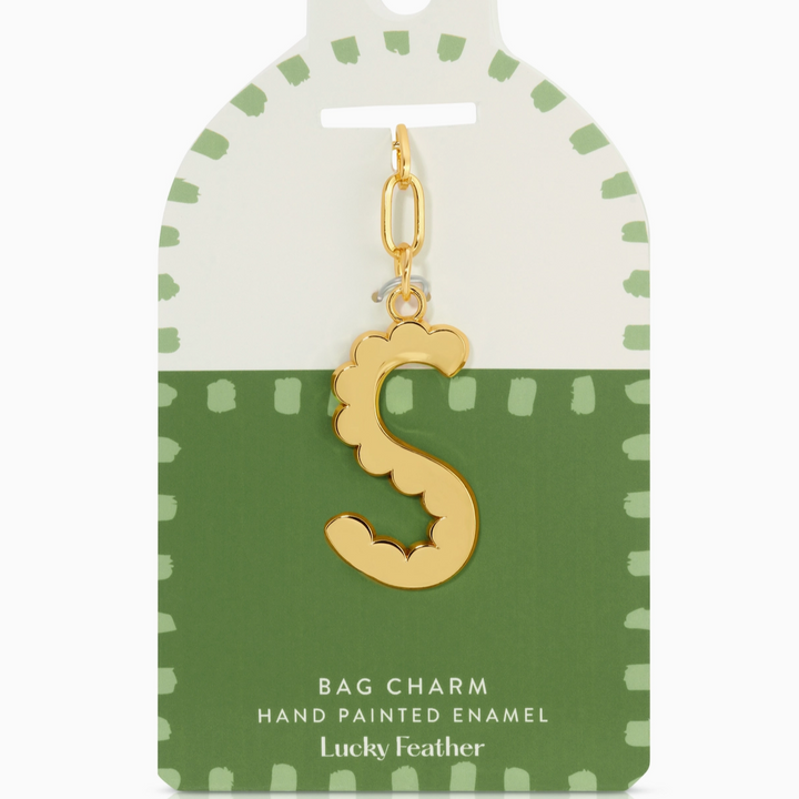 Initial Enamel Bag Charm/Key Chain