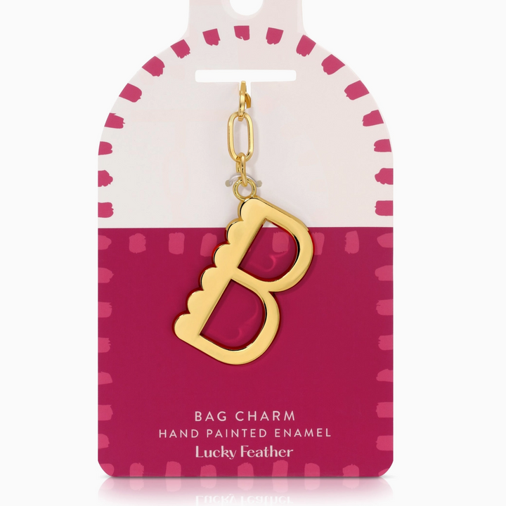 Initial Enamel Bag Charm/Key Chain