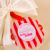 Scalloped Round Picture Frame Ornament, Peppermint Stripes
