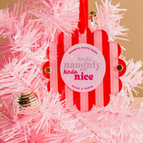 Scalloped Round Picture Frame Ornament, Peppermint Stripes