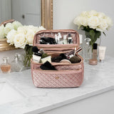 Train Case, Blush Velvet Quilted