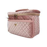 Train Case, Blush Velvet Quilted