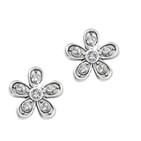 Enchanting Flower Post Earrings, Silver