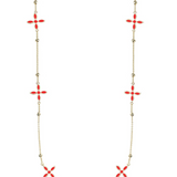 Enamel Cross Station Necklace, Red