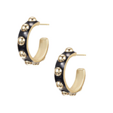 Enchanted Mini Beaded Hoop Earrings, Black