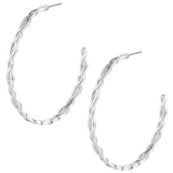 Large Bloom Hoop Earrings, Silver