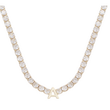 Enchanted Tennis Initial Necklace, Gold