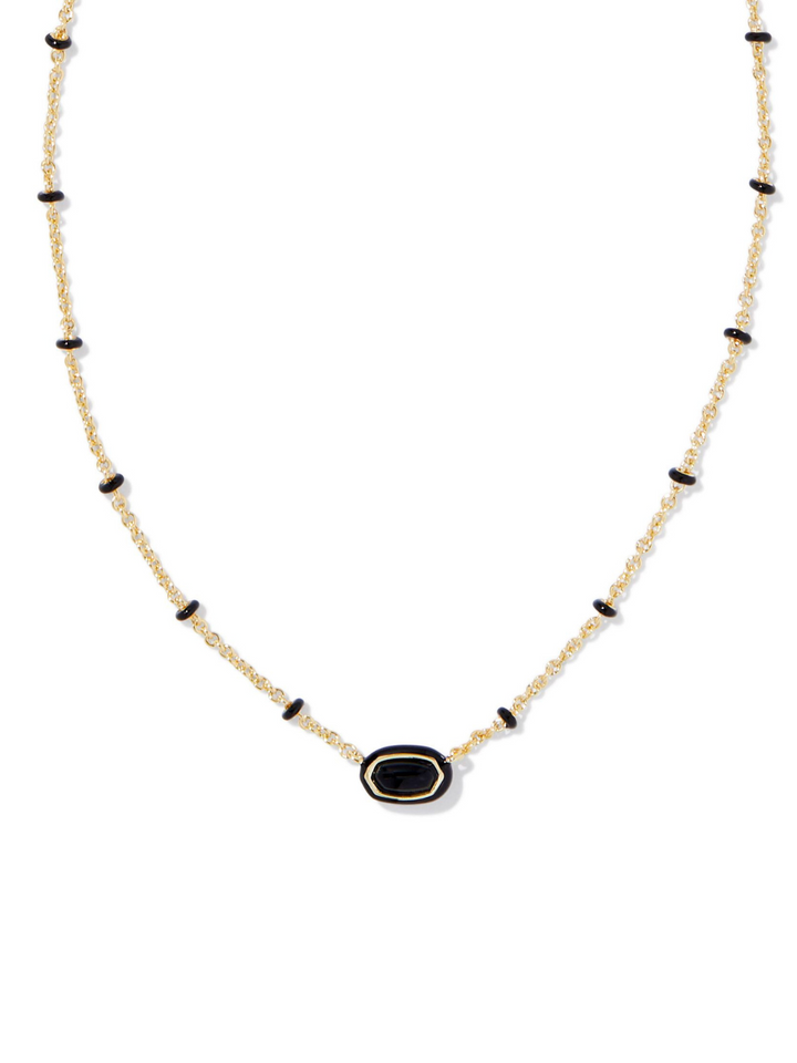 Mini Gold Elisa Frame Pendant, Black Agate