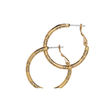 Small Hoop Charm Earrings, Gold