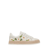 Azalia Sneakers, White Floral Raffia