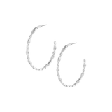 Large Bloom Hoop Earrings, Silver