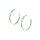 Bloom Hoop Earrings, Light Blue Enamel