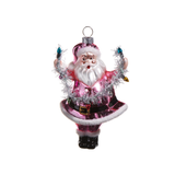 Pink Santa Holding Light Ornament
