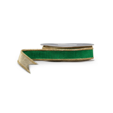 1" x 10 Yards Green and Gold Wired Ribbon