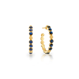 Berry Gem Medium Hoop Earrings, Blue Labradorite