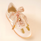 Step It Up Shoelaces, Tan Gingham