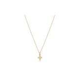 16" Necklace Gold, Signature Cross Small Gold Charm