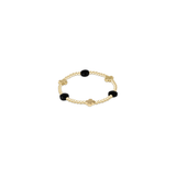 Signature Cross Admire Gold Pattern 3mm Bead Bracelet, Faceted Onyx