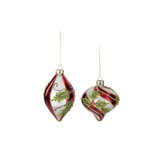 Red & White Striped Teardrop Ornament
