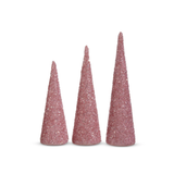 Lighted Pink Beaded Cone Trees
