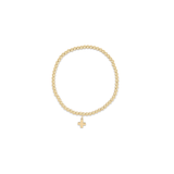 Egirl Classic Gold 3mm Bead Bracelet, Signature Cross Gold Charm