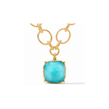 Antonia Gold Statement Necklace, Iridescent Bahamian Blue
