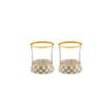 Sterling Check Tumbler Glass, Set of 2