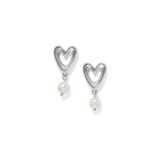 Cascade Open Heart Pearl Post Drop Earrings