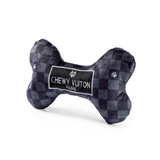 Black Checker Chewy Vuiton Bone Dog Toy, Extra Large