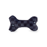 Black Checker Chewy Vuiton Bone Dog Toy, Extra Large
