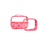 Clearly Chic Cosmetic Bag Set, Poppin' Petals Hot Pink