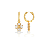 Berry Clover Hoop Earrings with Double Sided Charm, MOP
