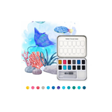 Watercolor Pocket Set of 12 with Brush, Ocean Colors