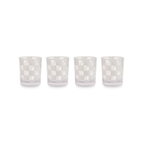 White Check Acrylic Tumblers, Set of 4