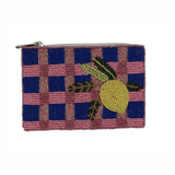 Lemon Checkered Beaded Coin Wallet