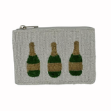 Champagne Bottles Beaded Coin Wallet