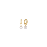 Huggie Gold 0.5" Hoop - Classic Pearl 8mm Charm