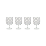 White Check Acrylic Water Goblets, Set of 4