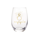 Engaged Gold Foil Stemless Wine Glass