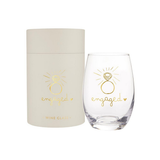 Engaged Gold Foil Stemless Wine Glass
