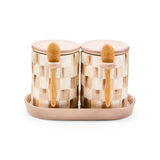 Mocha Check Farmhouse Canisters, Set of 2