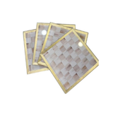 Mocha Check Glass Coasters, Set of 4