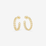 Pave Julian Chain Hoops 1"