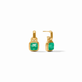 Sahara Hoop & Charm Earring, Gold Iridescent Emerald Green