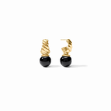 Ravello Hoop & Charm Earring, Gold Obsidian Black