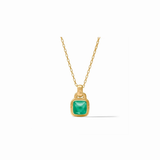 Sahara Solitaire Necklace, Gold Iridescent Emerald Green