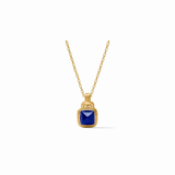 Sahara Solitaire Necklace, Gold Iridescent Sapphire Blue